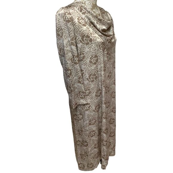 Vtg 60s Nat Kaplan COUTURE Waterfall neckline Floral Midi Dress Size 12 M/L - Picture 2 of 12